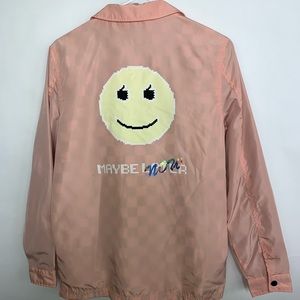 Blush Pink Smiley Face windbreaker Jacket